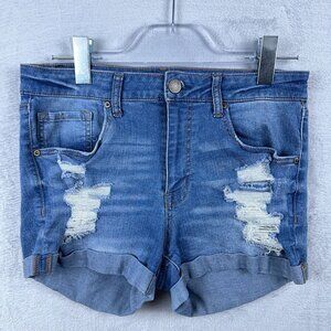 Aeropostale Midi Shorts Seriously Stretchy Curvy High-Rise Denim Blue Womens 10